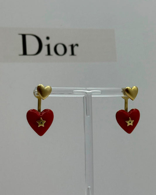 Arete Dior corazón oro viejo