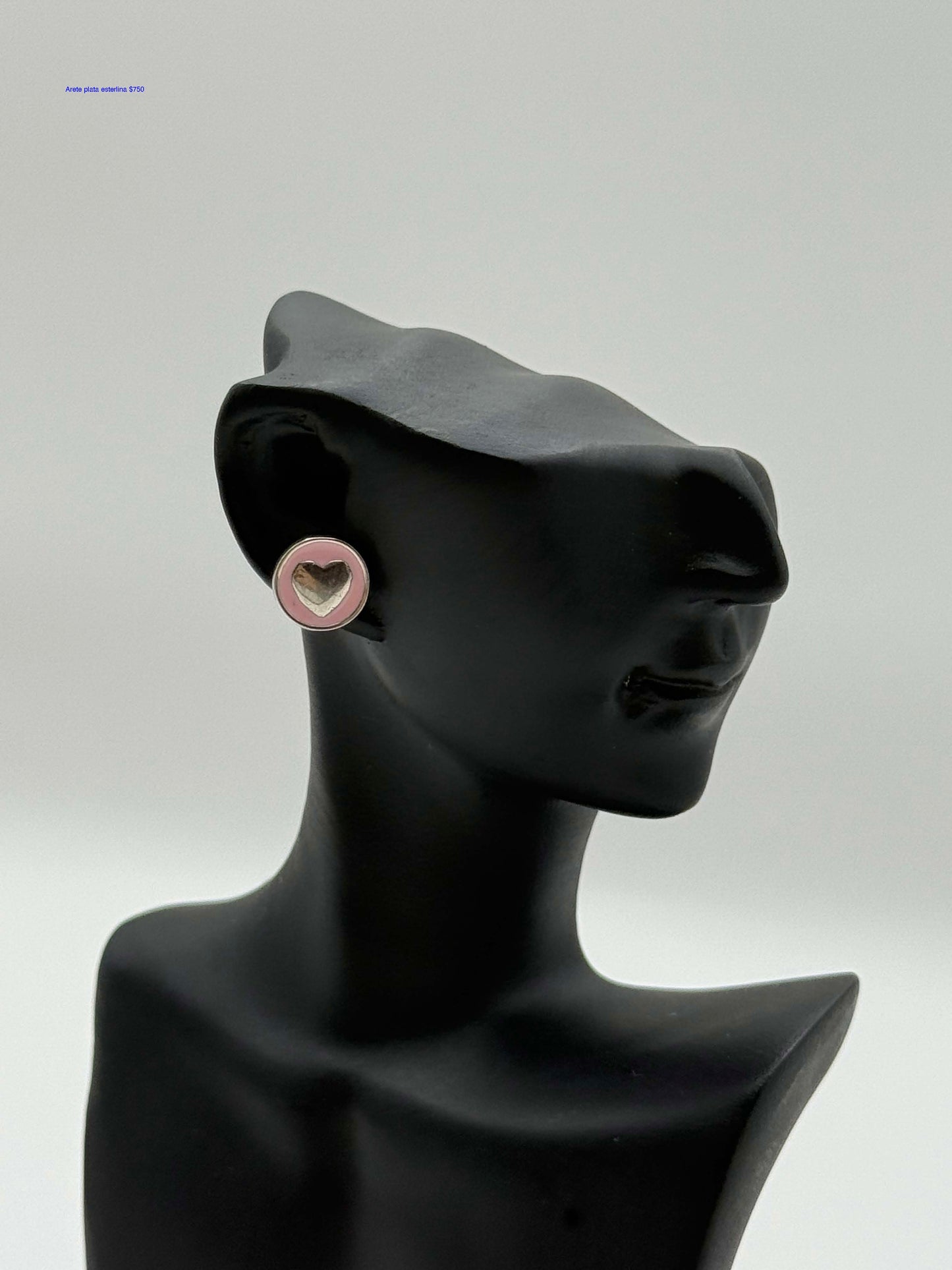 Arete Pandora Corazón Fondo Rosa Plata Esterlina